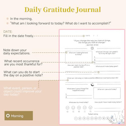 Self-Care Journal for More Happiness, Optimism, Affirmation & Reflection, Gratitude Journal with Guided Prompts, Inspirational Quotes, Mood Tracker, Undated Daily Journals for Women & Men (Green) - color: Green