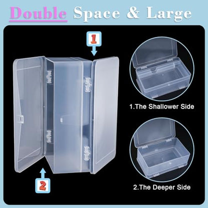 Plastic Storage Personal Box for Nail, 2 Pack Double-Layer Nail Implement Storage Box Organizer Case Manicure Tool Box for Nail Pedicure Supply Tools (C-clear-2pcs)