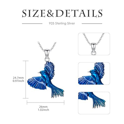 Hummingbird/Phoenix/Owl/Dove/Flamingo/Raven/Blue Jay/Cardinal/Peacock/Eagle/Parrot/Robin Necklace for Women 925 Sterling Silver Bird Pendant Necklace Animal Jewelry Gift for Mother Wife - style: Blue Jay Necklace