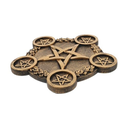 1pc Pentacle Star Candleholder Decorative Altar Prop for Rituals Wiccan Ceremonies Energy Gathering Mystical Design Bright Copper Finish