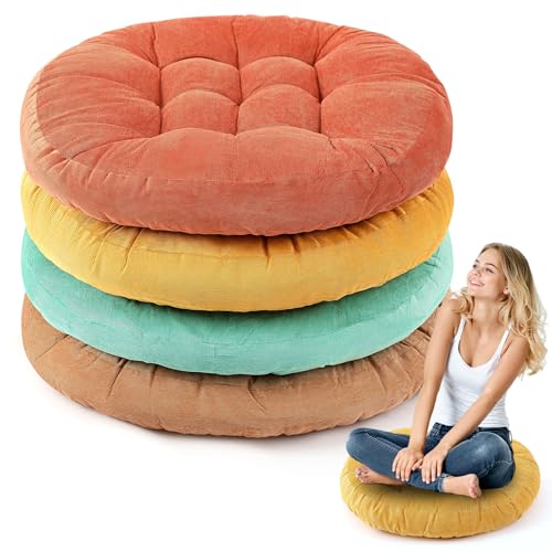 Jerify Floor Pillow Cushions Large Round Square Large Meditation Floor Pillow for Classroom Adult Meditation Picnic Party Seating Learning Daycare School(Round,Yellow Green,4 Pcs) - color: Yellow Green, size: Round