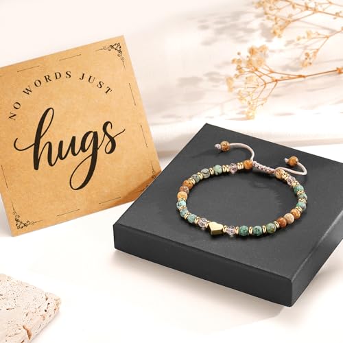 yupoxiu Inspirational Gifts for Women Birthday - Healing Natural Stone Bracelets, Thinking of You Get Well Soon Gifts for Women Friend Sister - style: K-Just Hug