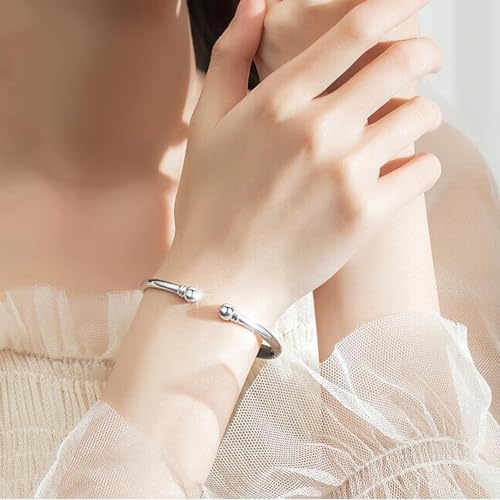 Handmade 925 Sterling Silver Bangle Bracelet Simple Silver/Gold Adjustable Cuff Bangles Durable Stainless Steel bracelet for Men &Women Daily Jewelry Gift for Anniversary Birthday Gift - color: Color 38