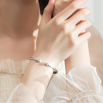 Handmade 925 Sterling Silver Bangle Bracelet Simple Silver/Gold Adjustable Cuff Bangles Durable Stainless Steel bracelet for Men &Women Daily Jewelry Gift for Anniversary Birthday Gift - color: Color 38