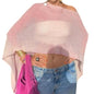 Women Sheer Poncho Top Knit Crochet Lightweight See Through Shawl Summer Shrug Beach Cover Up - color: A1 Pink