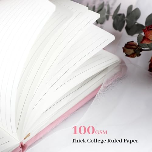 Lined Journal Notebook for Women Cute Leather Journals for Writing Aesthetic Floral Diary 192 Pages A5 Hardcover Journaling Notebooks with Pen Loop, 5.7 x 8.3 in, Pink - color: Lihgt Pink