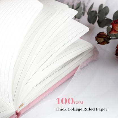 Lined Journal Notebook for Women Cute Leather Journals for Writing Aesthetic Floral Diary 192 Pages A5 Hardcover Journaling Notebooks with Pen Loop, 5.7 x 8.3 in, Pink - color: Lihgt Pink