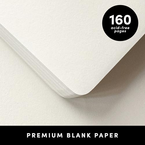 PAPERAGE Blank Journal Notebook, (Red), 160 Pages, Medium 5.6 in x 8 in - 100 GSM Thick Paper – Hardcover Journaling Notebook for Work, School, Note Taking or Sketching - color: Red, style: D. Blank