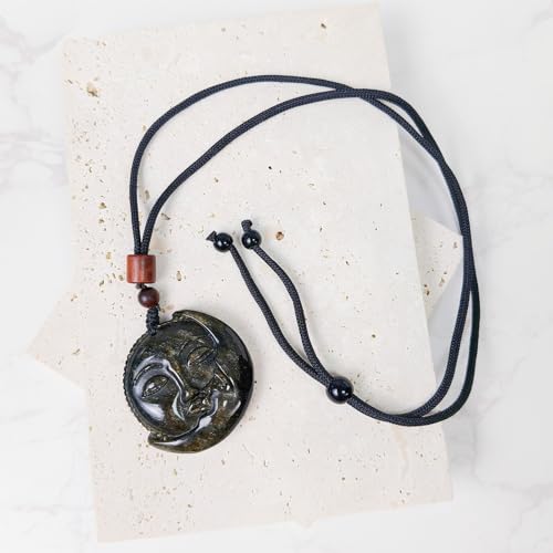 Crystal Pendant Necklaces Healing love Women's Men's choker Obsidian Tiger eye White Crystal Black Gold waterproof dainty Charm stackable statement Cute Stone necklace Unisex - style: Crystal pendant Golden Sunmoon