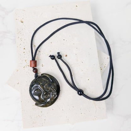 Crystal Pendant Necklaces Healing love Women's Men's choker Obsidian Tiger eye White Crystal Black Gold waterproof dainty Charm stackable statement Cute Stone necklace Unisex - style: Crystal pendant Golden Sunmoon