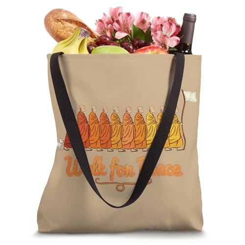 Walk For Peace Meditation Wellness Peaceful Buddhist Monks Tote Bag