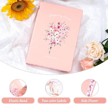 MINICAGIE Lined Journal Notebook for Women Cute Leather Journals for Writing Aesthetic Floral Diary 192 Pages A5 Hardcover Journaling Notebooks with Pen Loop (Pink) - color: Pink