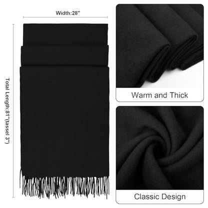 Winter Scarf for Women Pashmina Shawls and Wraps for Evening Dresses Wedding Party Bridesmaid Warm Long Scarves Shawl - color: Black