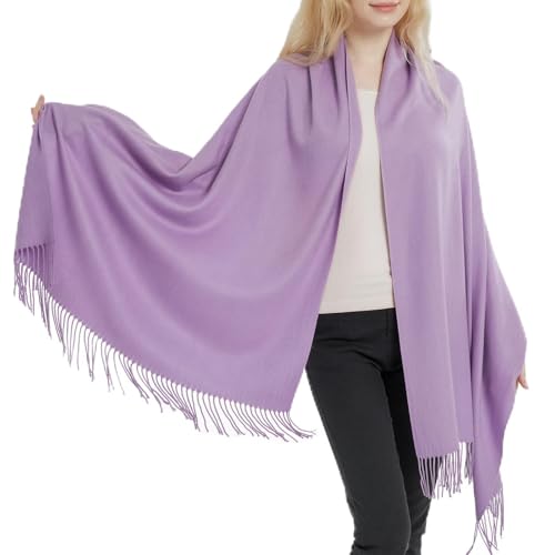 Ciormis Pashmina Scarf for Women, Soft Pashminas Shawls and Wraps for Evening Dresses, Wedding Bride Bridesmaid Shawls Scarf - color: Taro Purple
