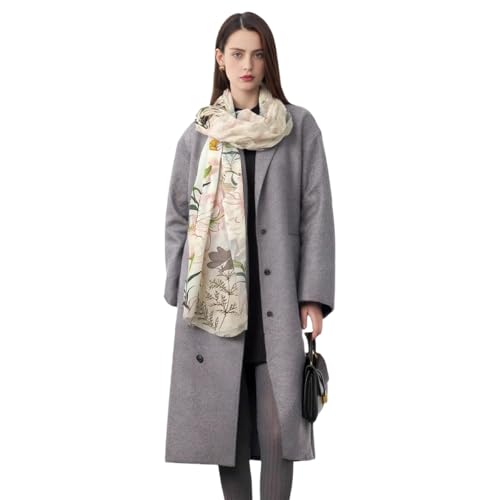 Cashmere-soft Mercerized wool Shawl Pashmina Lightweight Travel Wrap & Evening Scarf |Office |Wedding - color: Butterfly Lily Beige