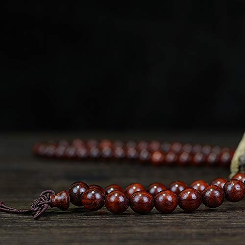 JAJAFOOK 108 Beads Genuine Rosewood Beads Bracelet Mala Rosary Wood Handmade Mala Japa Meditation Prayer Bracelet Necklace for Men Women, 06mm/08mm/10mm/12mm