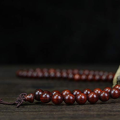 JAJAFOOK 108 Beads Genuine Rosewood Beads Bracelet Mala Rosary Wood Handmade Mala Japa Meditation Prayer Bracelet Necklace for Men Women, 06mm/08mm/10mm/12mm