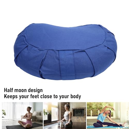 YUYTE Half Moon Meditation Cushion, Buckwheat Hulls Yoga Pillow Floor Seating Support with Cotton Cover for Meditation Zen Practice, Traditional Pillow (Dark Blue) - color: Dark Blue