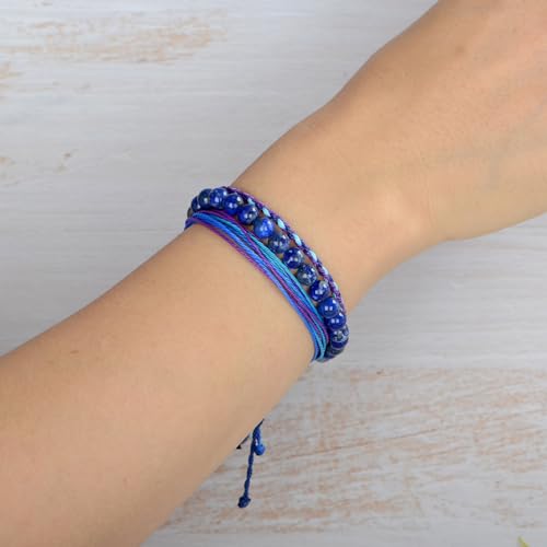 QOGIR Handmade Healing Bracelet,6mm Natural Gem Stone Bracelet rope bracelet - color: Lapis(Wisdom and Truth), size: 6mm