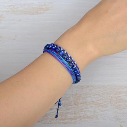 QOGIR Handmade Healing Bracelet,6mm Natural Gem Stone Bracelet rope bracelet - color: Lapis(Wisdom and Truth), size: 6mm