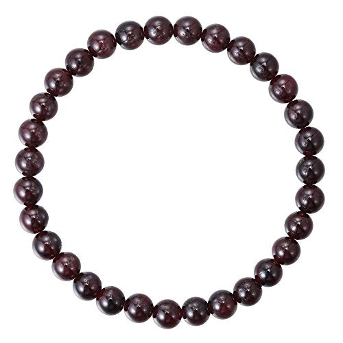 BRCbeads Gemstone Bracelets Natural Gemstone Birthstone Handmade Healing Power Crystal Beads Elastic Stretch 7.5 Inch Gift Box Unisex - color: Red Garnet