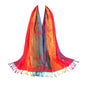 Rave Pashmina Scarf, Fashion Colorful Shawls and Wraps Soft Festival Scarves - color: C-jujube Red (Flower Pattern)