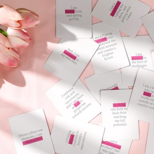 Badass Affirmation Cards for Women, 60 Unique Positive Daily Affirmation Cards Deck, Badass Affirmation Motivational Mindfulness Cards for Spiritual Self Care, Birthday Gifts for Women
