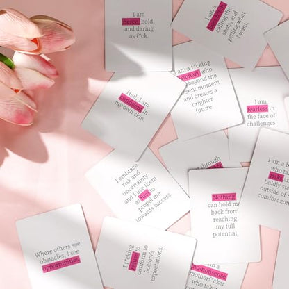 Badass Affirmation Cards for Women, 60 Unique Positive Daily Affirmation Cards Deck, Badass Affirmation Motivational Mindfulness Cards for Spiritual Self Care, Birthday Gifts for Women