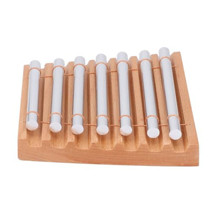 7 Tones Hand Chime with Mallet, Sturdy Beech Wood and Aluminum Alloy Construction, Meditation Chime Bell for Sound Healing, Mindfulness Practice and Percussion Musical Instrument