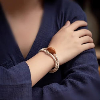 Natural Star Moon Bodhi Bracelet for Women Men Double-loop Winding Star Moon Bead Bracelet Meditatioon Healing Anxiety Relief Energy Buddha Bead Bracelets Birthday Gift - color: Bodhi 73