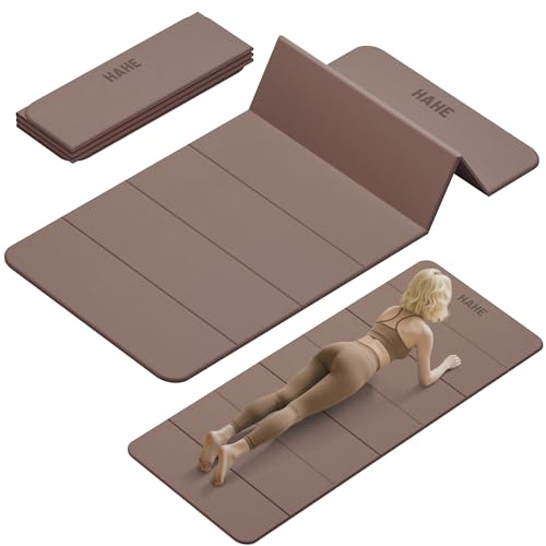 Foldable Yoga Mat,74"Lx32"Wx1/3"Thick,Folding Exercise Mat,Non-slip Wide Pilates Mats for Home Workout/Travel, Portable Yoga Mat Thick for Yoga/Pilates/Camping/Floor Exercises - color: Brown