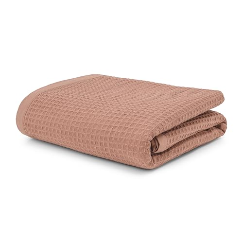 100% Long Staple Cotton Waffle Multipurpose Blanket | Soft & Breathable, Lightweight All-Season Throw for Bed/Couch/Sofa | Machine Washable | (Waffle-Coffee, Queen (U.S. Standard)) - color: Waffle-coffee, size: Queen (U.S. Standard)