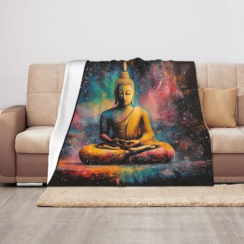 Meditating Monk Portrait Blanket,Double-Sided Fleece With Zen Artwork,Hypoallergenic & Lightweight,Perfect For Yoga Practitioners,Spiritual Gift,Suitable For Beds,Sofas And Offices 40x50 Inch