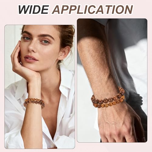 MECCANIXITY Pcs Prayer Beads Bracelet, Natural Wooden Bead Mala Bracelets Link Wrist for Men Women Beaded Stretch Crafts Bangle - color: Yellow Sandalwood Color