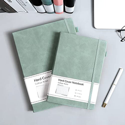 CAGIE Lined Journal Notebook, 320 Pages College Ruled Notebook, 100 Gsm Paper Thick Journal, B5 Hardcover Leather Journals for Writing Women Men, 7.6x10In, Green - color: Green, style: Lined B5