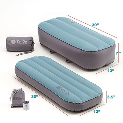 ZENGO Modern Comfort Inflatable Meditation and Yoga Cushion Set Seat (Zafu) + Mat (Zabuton)⎟ Yoga Bolsters - Two Sizes⎟ Includes Multi-Use Inflator ⎟ Indoor and Outdoor Use⎟Low Seat [3.5”-7”] - size: Low Seat [7”]