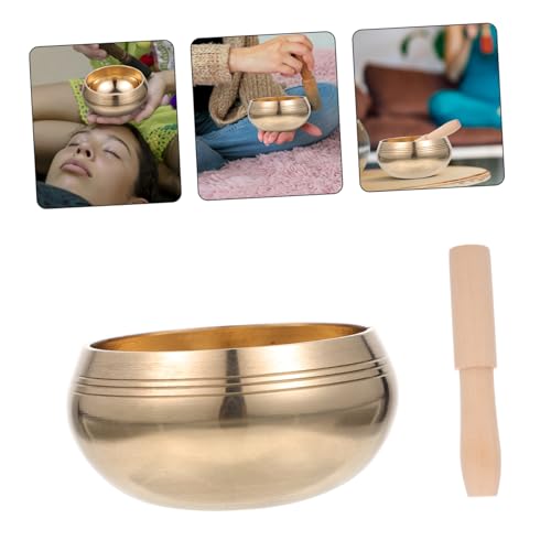 TOYANDONA Handcrafted Tibetan Singing Bowl for Meditation and Yoga Copper Bowl with Mallet Portable Relaxation Sound Holder for Mindfulness and Deep Tones - size: 9.5x9.5x6cm