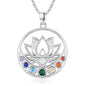 Lotus Necklaces for Women 925 Sterling Silver 7 Chakra/Yin Yang Pendant Necklace Spiritual Lotus Jewelry Birthday Yoga Gifts - style: Moon-Lotus Chakra