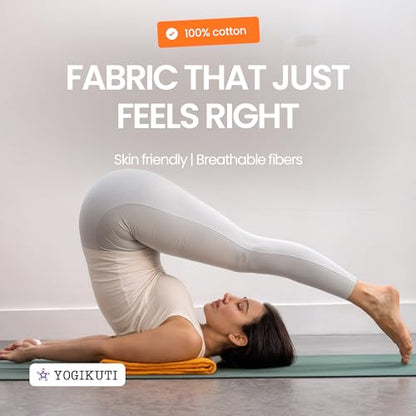 Yogikuti Iyengar Cotton Yoga Blanket Set of One – Thick Handwoven Yoga Blankets for Restorative Yoga, Meditation & Pranayama – Premium Cotton Yoga Blanket for Support & Comfort in Pranayama (Orange)