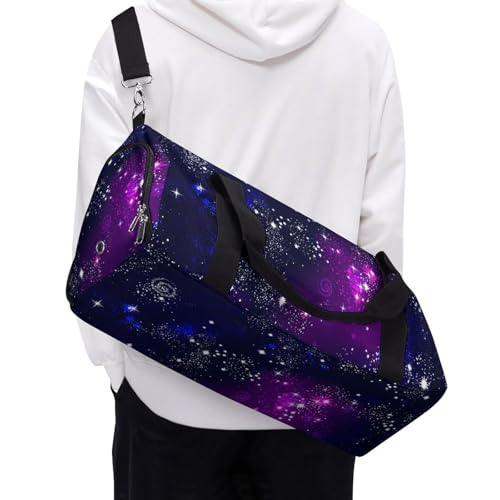 Space Galaxy Constellation Zodiac Star Purple Blue Large Capacity Portable Fitness Bag, Easy to Carry - color: Space Galaxy constellation zodiac star purple