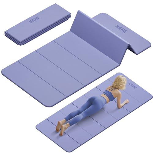 Foldable Yoga Mat,74"Lx32"Wx1/3"Thick,Folding Exercise Mat,Non-slip Wide Pilates Mats for Home Workout/Travel, Portable Yoga Mat Thick for Yoga/Pilates/Camping/Floor Exercises - color: Purple