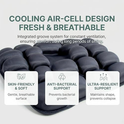 Inflatable Travel Seat Cushion for Airplane - Portable Air Pad with Built-in Pump for Long Flights & Car Rides - Ergonomic Tailbone Pain Relief for Office Chair, Wheelchair, Stadium