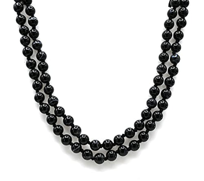 Amazing Gemstone Japa Mala 108 Prayer Beads Necklace and Wrist Mala Bracelet for Meditation - color: Black Banded Agate, size: Hand Knotted