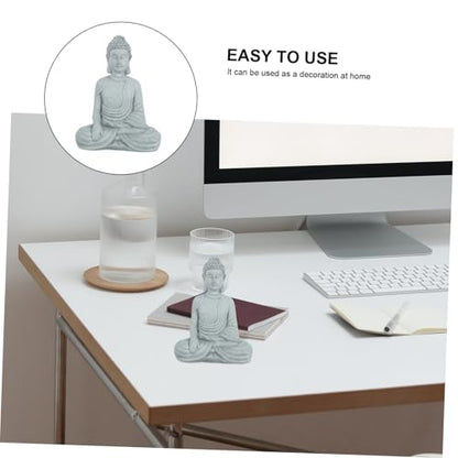 Uonlytech Zen Style Sandstone Buddha Figurine Desktop Decor for Home Office Meditation Balcony Bonsai Decoration Chinese Indoor Micro Landscape Statue
