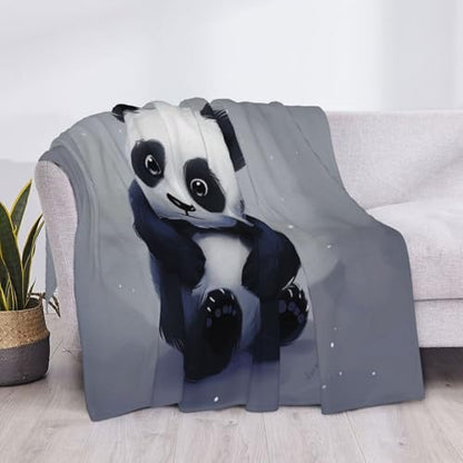 Panda Prints Throw Blanket (320g Flannel) Anti-Pilling Warm Fuzzy Blankets for Bed Sofa Couch Travel 40x30 Inch - color: Panda, size: 40x30 Inch