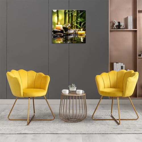 MODOJOART Zen Canvas Wall Art, Stones Candles Bamboos Painting Print Modern Relaxing Meditation Picture Poster for Living Room Bedroom Decor(Artwork-02, 12"x12")