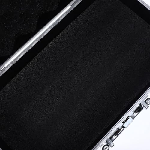 ERINGOGO Aluminum Attache Case - 12inch Lock Metal Briefcase with Ripple Foam, Hard Aluminum Carrying Case for Men, Universal Portable Tool Case for Laptop/Luggage/Instrument Black