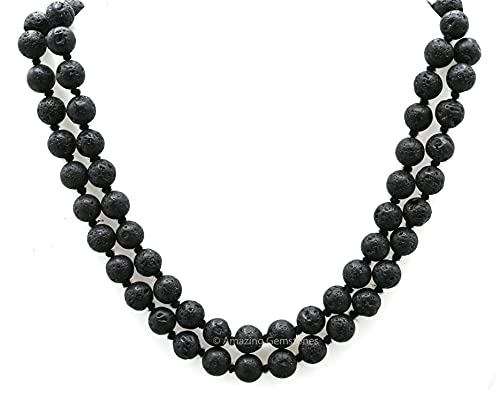 Amazing Gemstone Lavastone Mala Beads - 108 Prayer Beads for Meditation and Mindfulness Practice, Handcrafted Mala Beads with Natural Gemstones for Spiritual Healing and Relaxation (Knotted) - color: Lava Stone, style: Knotted