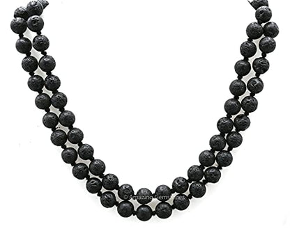 Amazing Gemstone Lavastone Mala Beads - 108 Prayer Beads for Meditation and Mindfulness Practice, Handcrafted Mala Beads with Natural Gemstones for Spiritual Healing and Relaxation (Knotted) - color: Lava Stone, style: Knotted