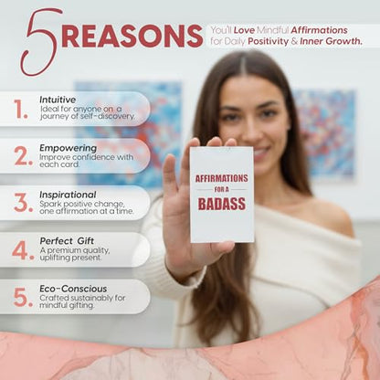 Badass Affirmations for Women – 54 Inspirational Affirmation Cards | Positive Self Care & Manifestation Deck, Funny Daily Motivation Cards, Empowerment Gifts for Women, Best Friend, and Coworker